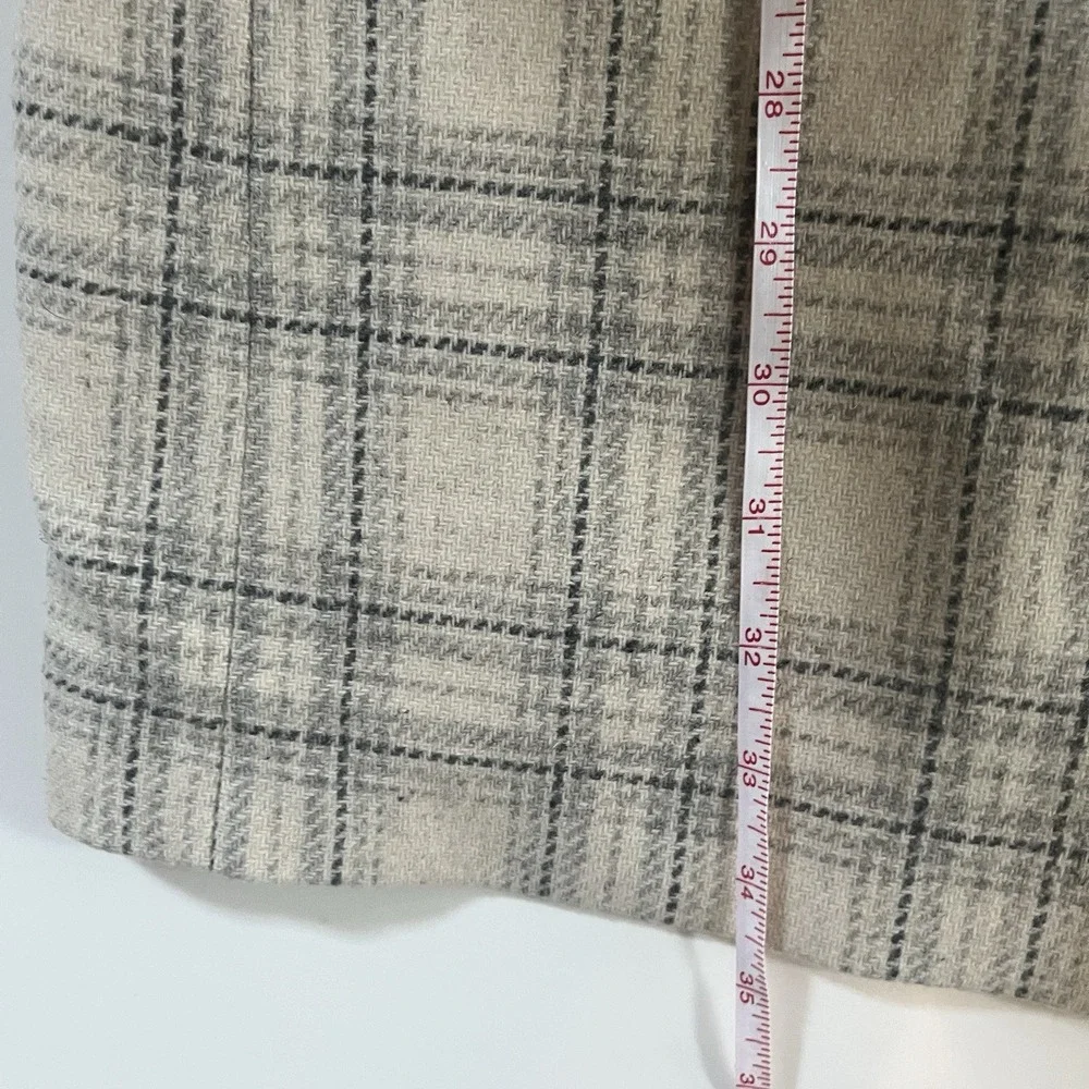 Paul Fredrick Men's Size 48L Blazer Suit Jacket Cream Ivory Plaid Elbow Patch